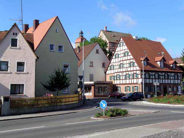 Blick zum Kreisverkehr