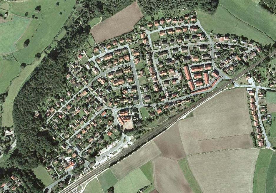 Luftaufnahme der Bahnhofssiedlung