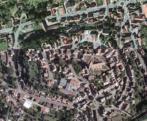 Luftaufnahme des Ro�taler Ortskerns